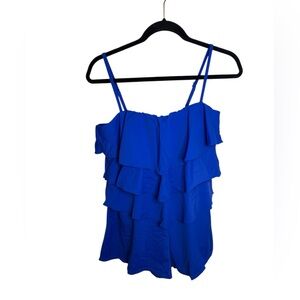 Nwt Fit 4 Ur Hips Cobalt Blue Ruffle Romper Swimsuit